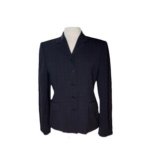 LAUREN RALPH LAUREN Black windowpane plaid Check Pattern Wool Blazer Sz 8 Office